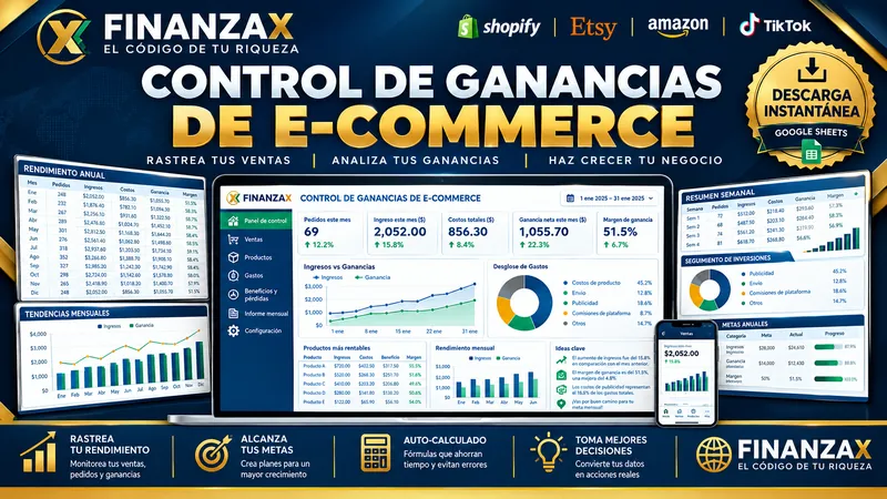 Portada de la plantilla Control de Ganancias de E-commerce